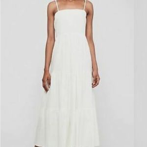 Express TEXTURED TIERED TIE SHOULDER MAXI DRESS